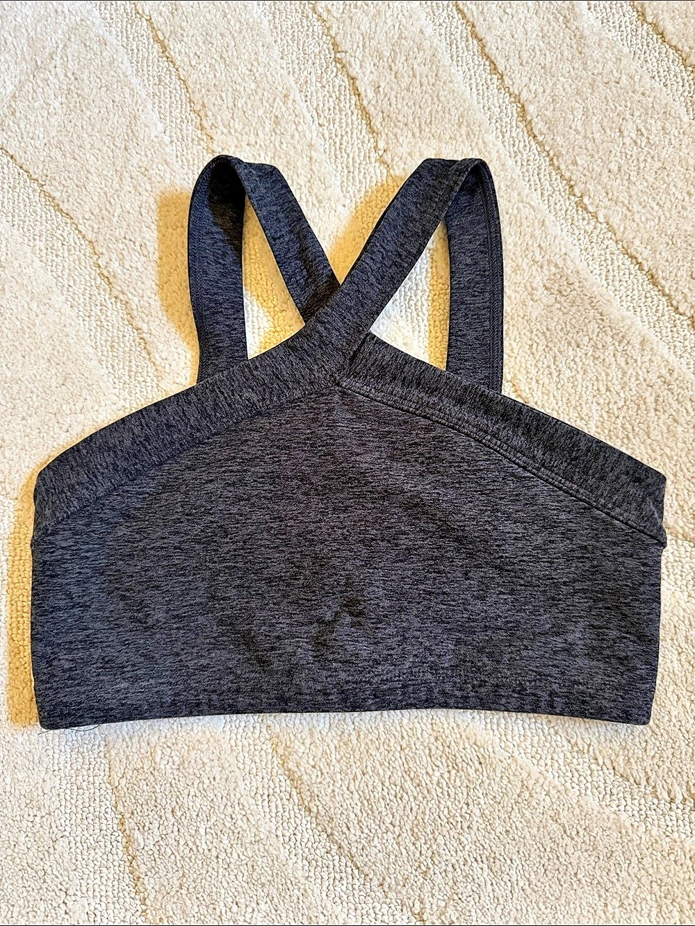 Beyond Yoga Spacedye Gray Crossed Strap Bra XS